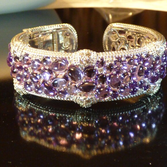 Judith Ripka Aurora Purple Amethyst Cuff Bracelet SMALL NIB - Picture 2 of 8